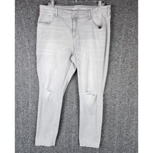 Old Navy Jeans Womens 16 Rockstar Gray Distressed Mid Rise Skinny EUC